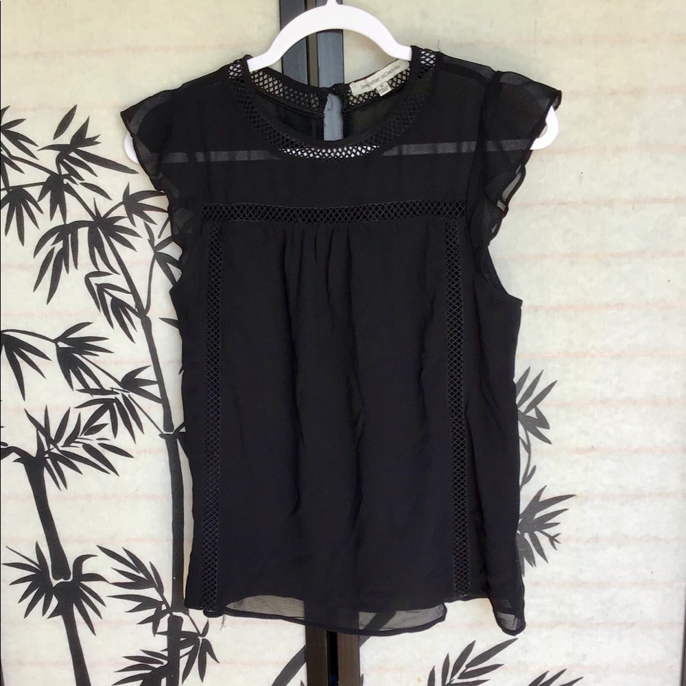 Black ruffle sleeves blouse